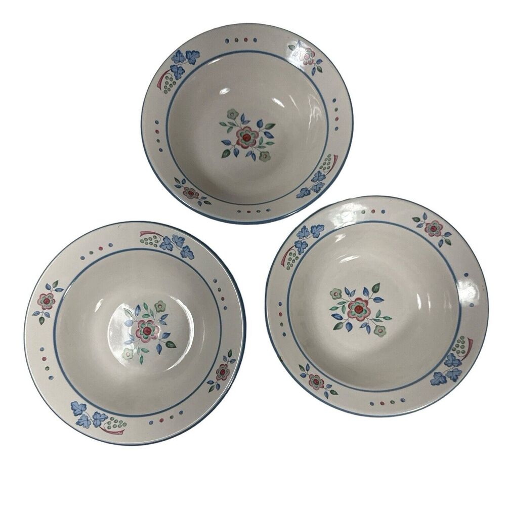International Sugar Plum Stoneware Cereal Bowl Set Of 3 Country Chic Farmhouse